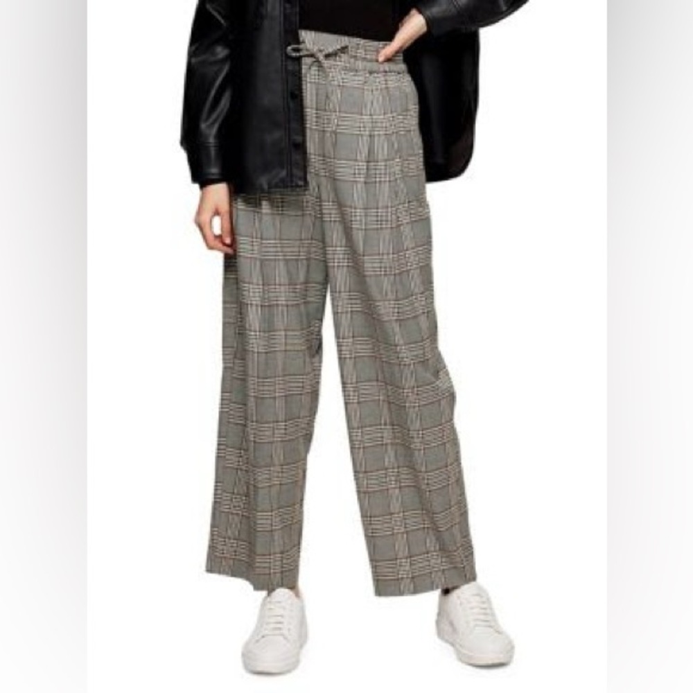 Wide-Leg Plaid Check Joggers